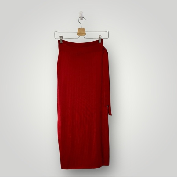 Free People Side Slit Midi Skirt Red Sz XS - Picture 1 of 8